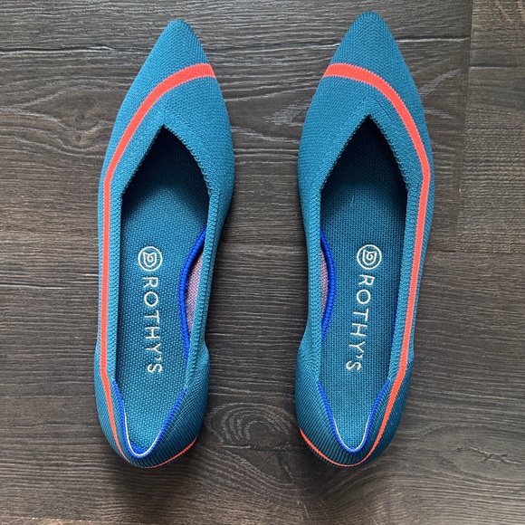 Rothy's Shoes - Retired Rothy's Women's Blue and Neon Orange Flats size 8.5 The Point